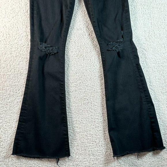 Mother The Weekender Fray Flare Jeans Black Distressed Size 25 Boho Hippie Lux - Picture 3 of 14